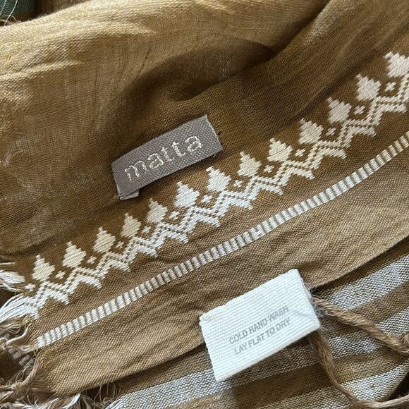 Matta NY Dupatta Silk Cotton Scarf Pareo Wrap Tassels Shawl / new no tags - Picture 8 of 9